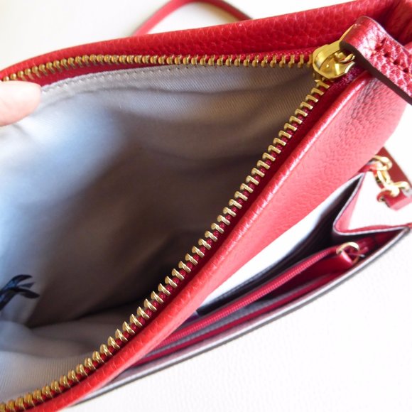 NORDSTROM GENUINE LEATHER CROSSBODY BAG, W 8.5" X H 5.5"X D 0.5", NEW - Picture 6 of 11